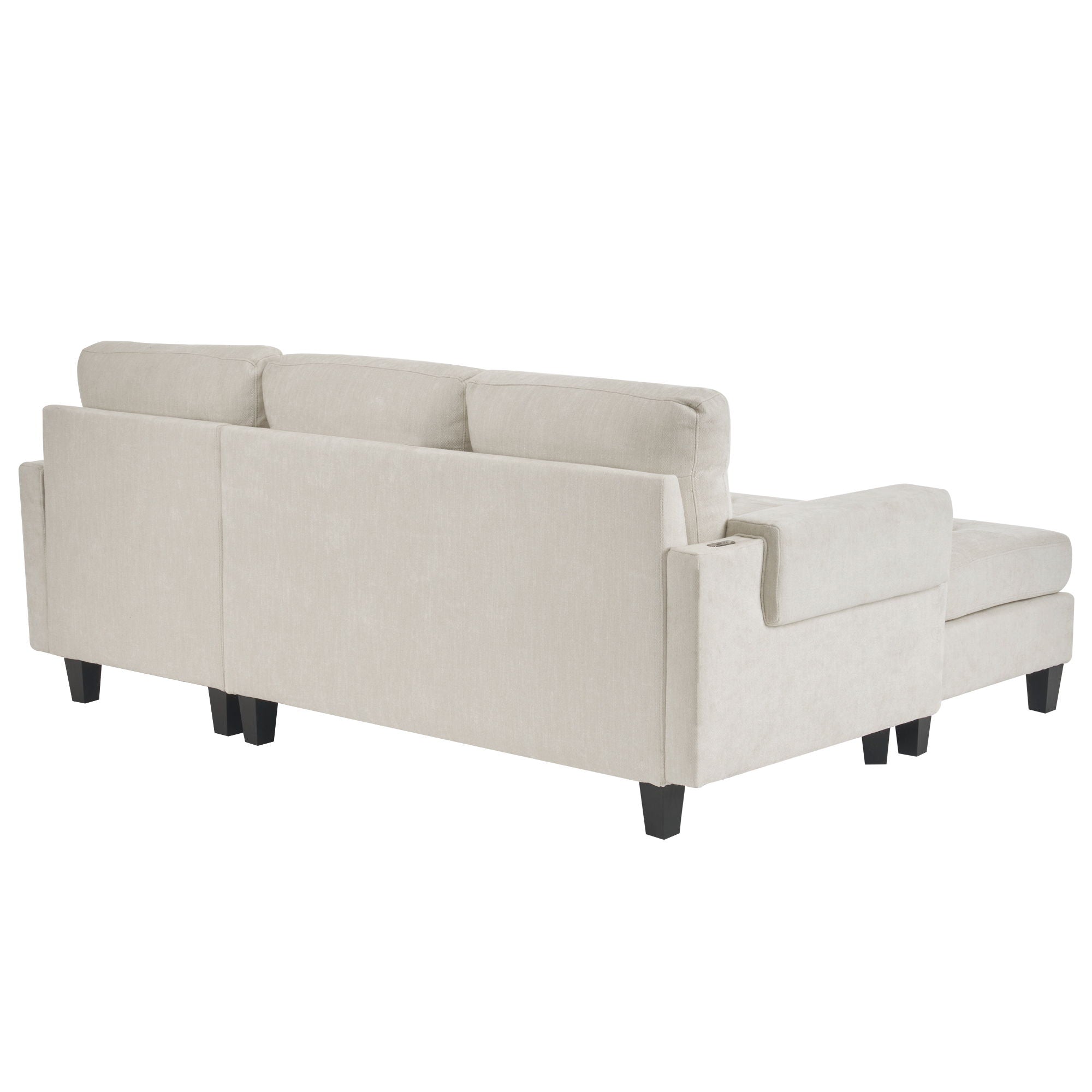 L Shaped Sofa Sectional Couch Sofa Bed With Two USB Ports, A Movable Ottoman And A Reversible Chaise Lounge For Living Room