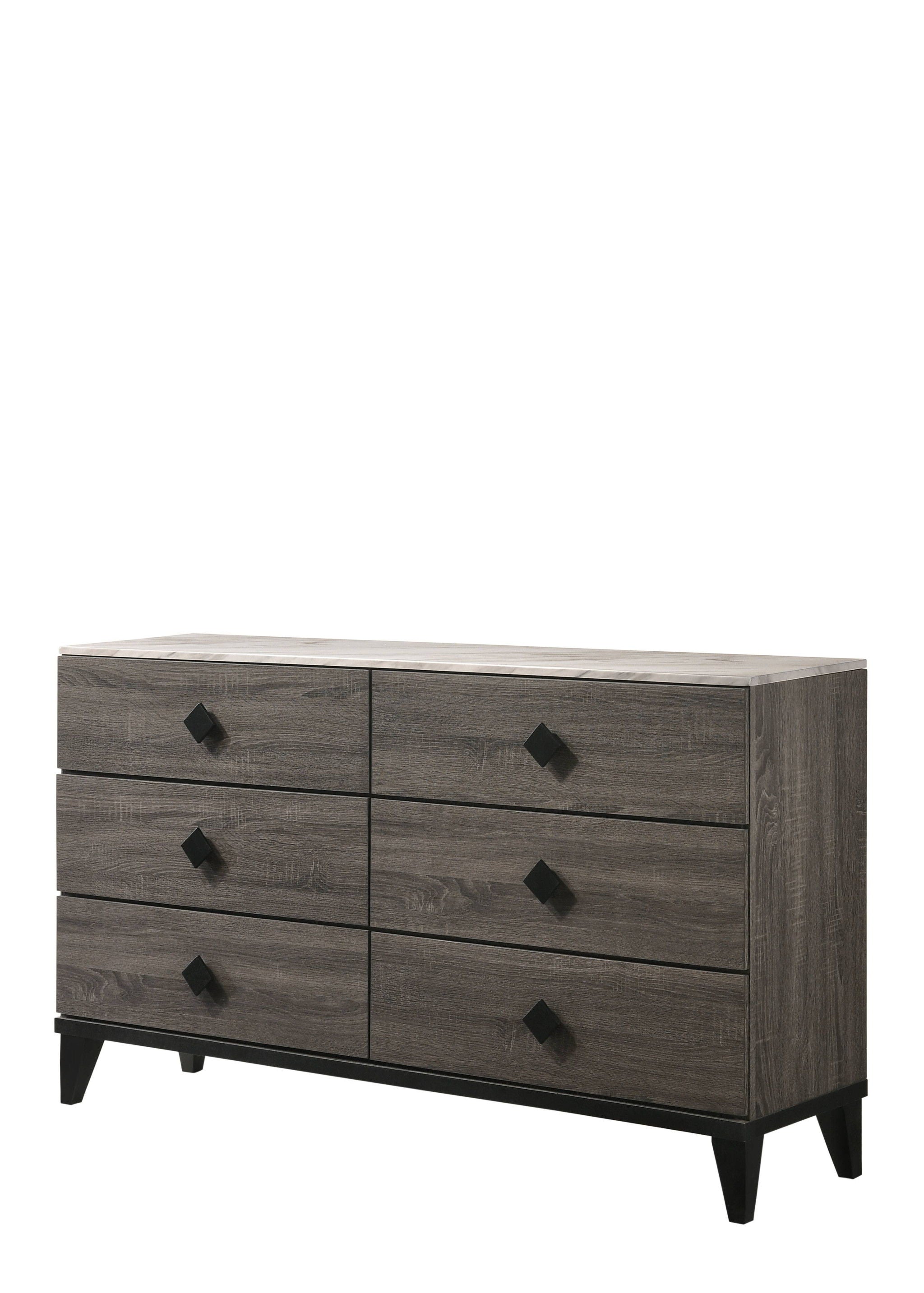 6 Drawer Double Dresser - Gray