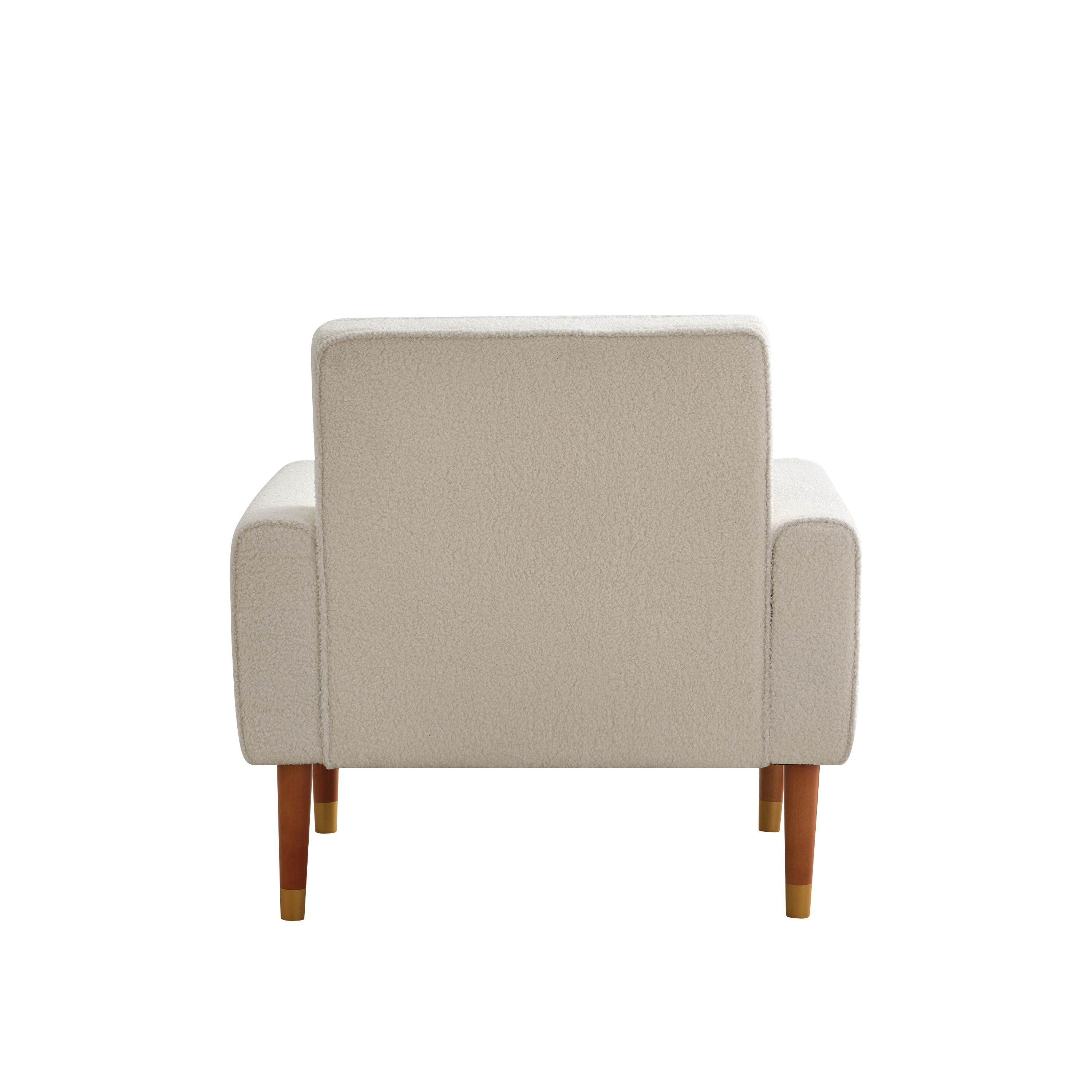 Classic Biscuit Style Accent Chair Comfortable Armrests, Soft Fabric, Elegant Solid Wood Legs With Gold Finish - Beige