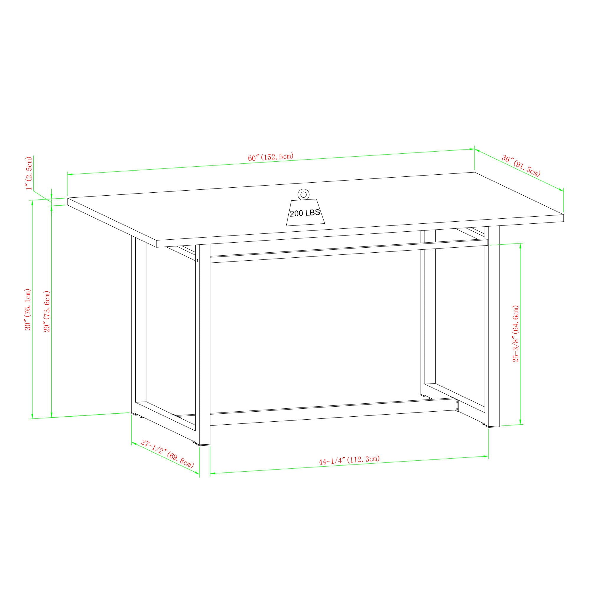 Modern Industrial Rectangle Dining Table - Rustic Oak