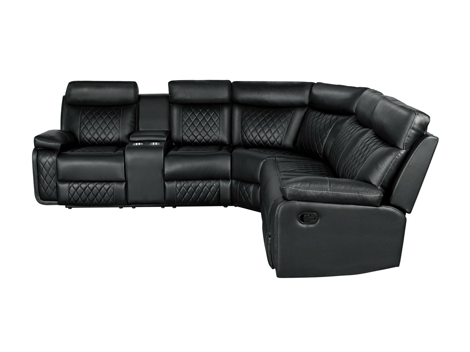 Home Theater Seating Manual Recliner With Cup Holder, Hide - Away Storage PU Reclining Sofa For Living Room, Home Theater