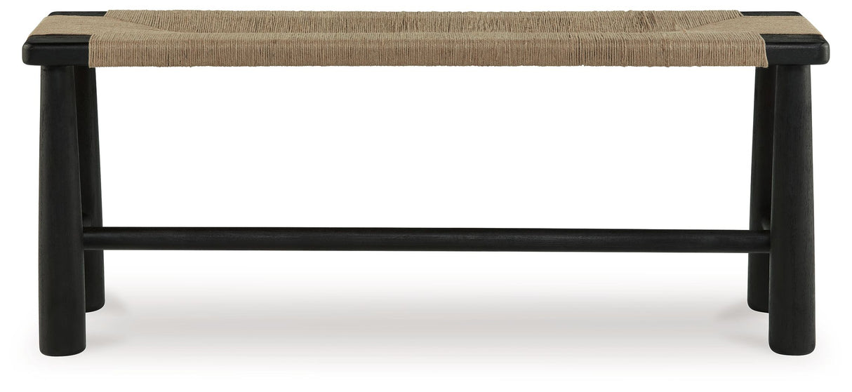 Acerman - Black / Natural - Accent Bench by Signature Design by Ashley® | Bel Furniture