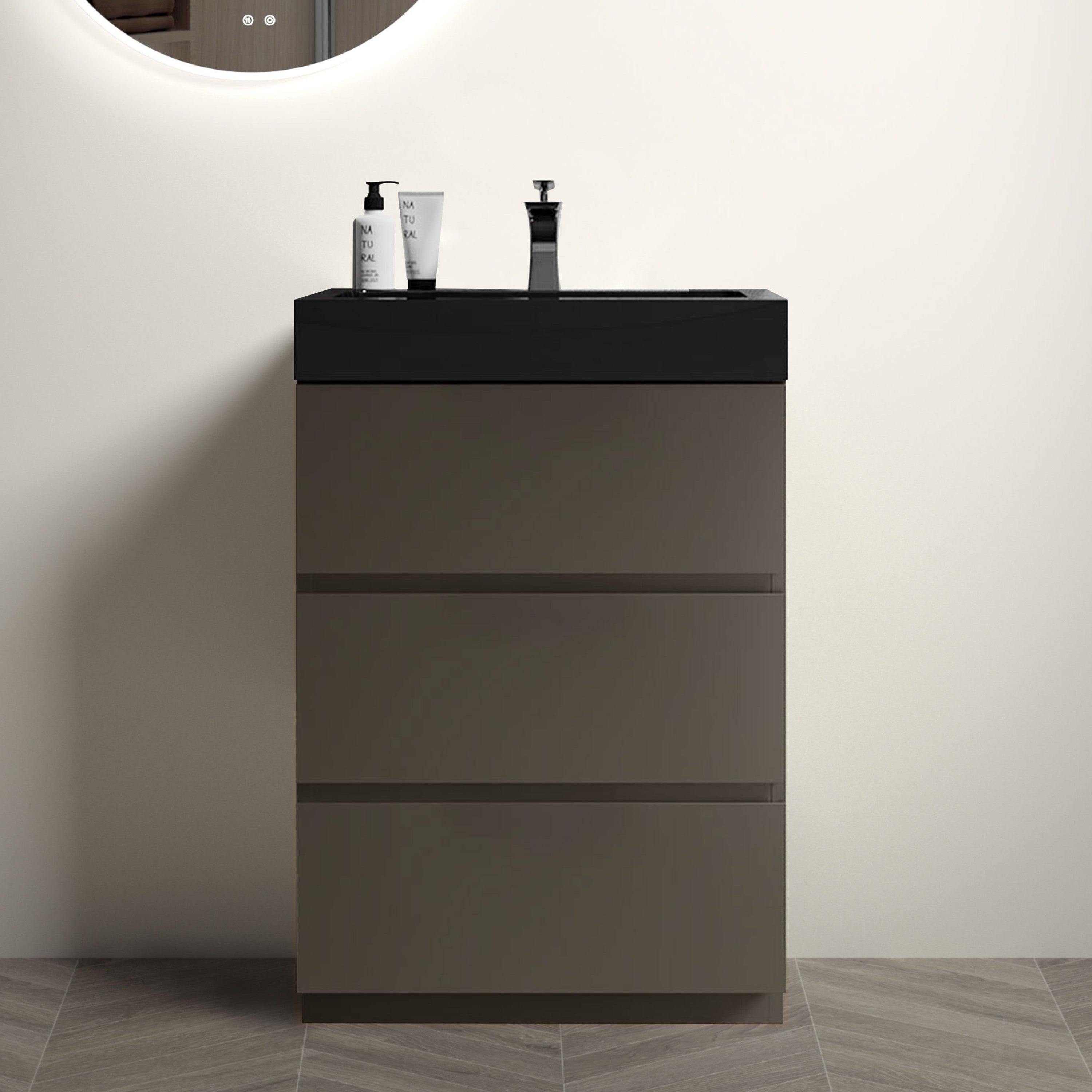 Alice - Bathroom Vanity With Sink, Large Storage Freestanding Bathroom Vanity For Modern Bathroom, One-Piece Sink Basin Without Drain And Faucet