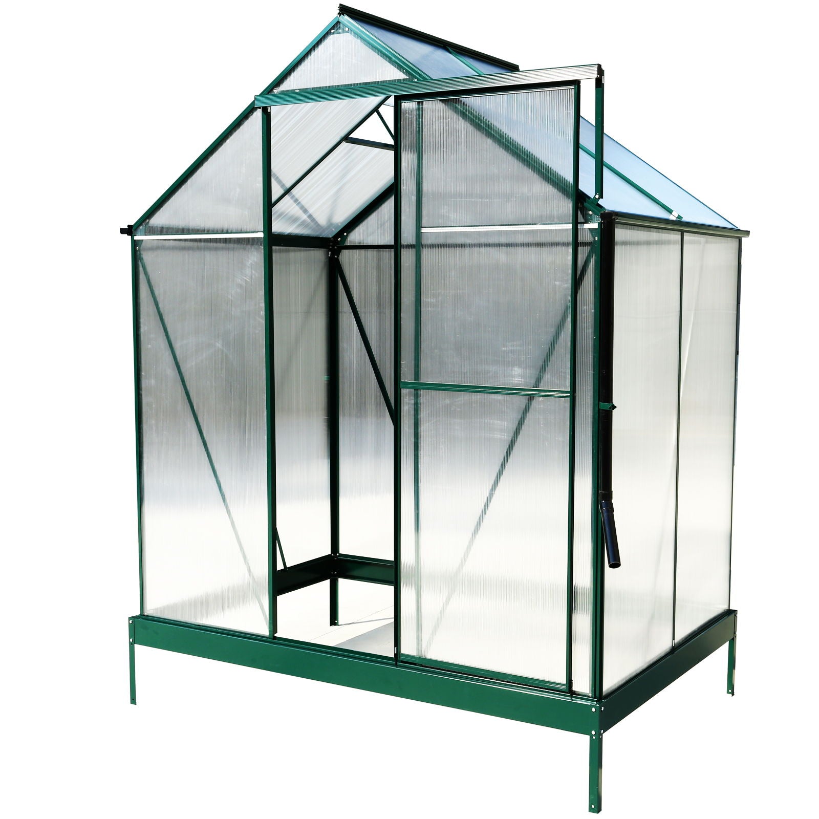 Polycarbonate Greenhouse, Heavy Duty Outdoor Aluminum Walk-In Green House Kit With Rain Gutter, Vent And Door For Backyard Garden