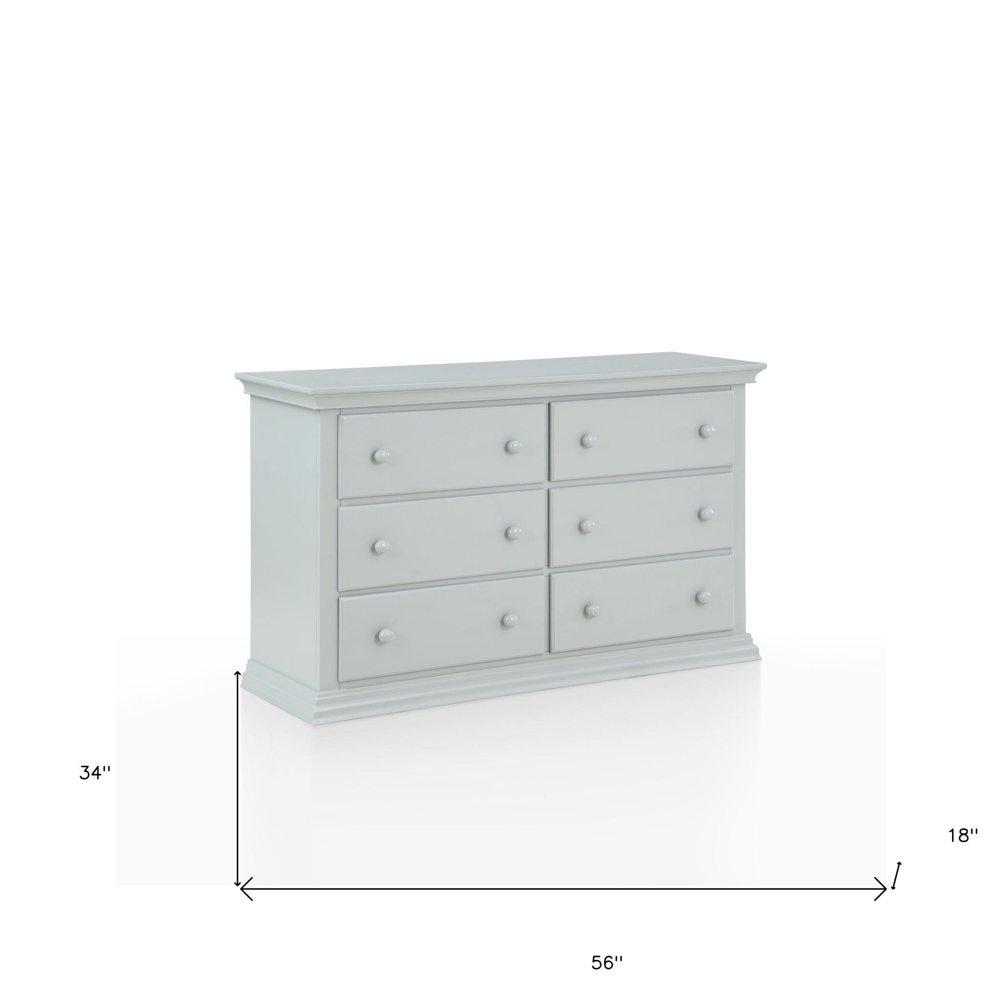 Solid And Manufactured Wood Six Drawer Double Dresser - Gray