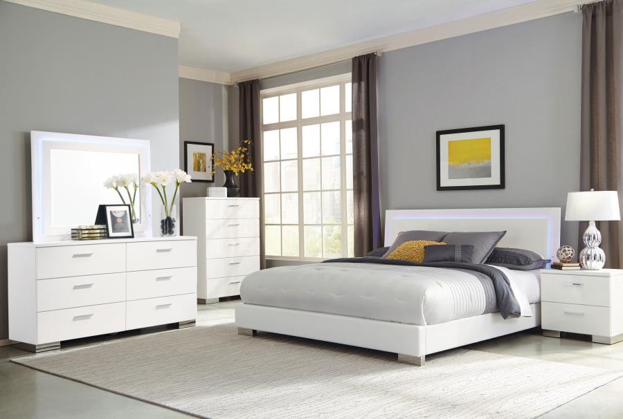 Felicity - 5-Drawer Bedroom Chest - White High Gloss