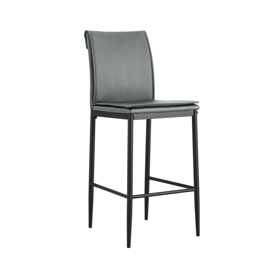 Leather Barstool Dining Counter Height Chair (Set of 2) - Gray