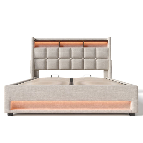 Upholstered Platform Bed With A Hydraulic Storage System, LED And USB Charging (Without Mattress) - view 9