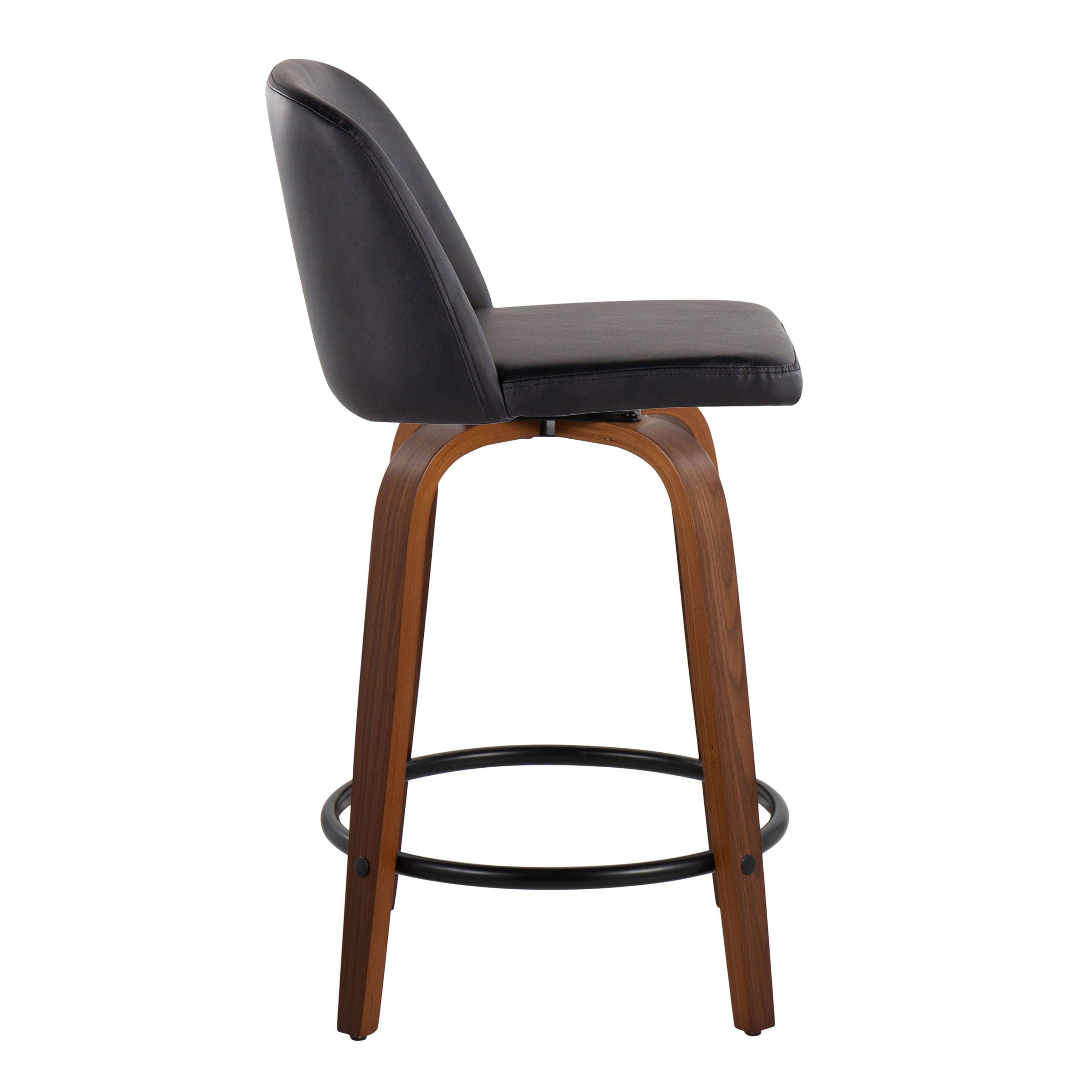 Toriano - Mid Century Modern, Fixed Height Counter Stool & Swivel And Round Footrest (Set of 2)