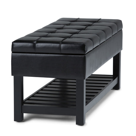 Saxon - Upholstered Transitional Storage Ottoman Bench - view 8