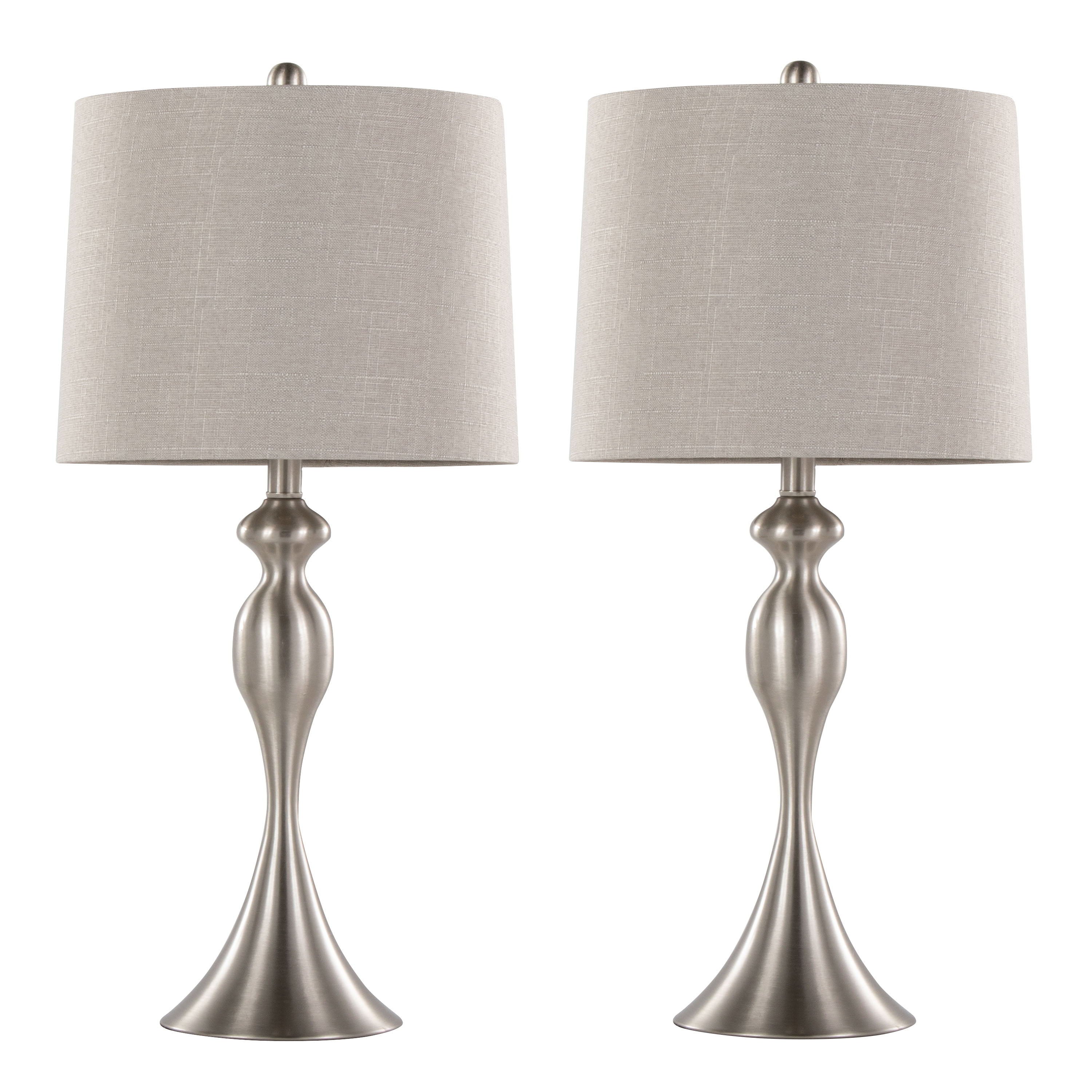 Ashland - Contemporary Table Lamp (Set of 2) - Nickel / Light Gray