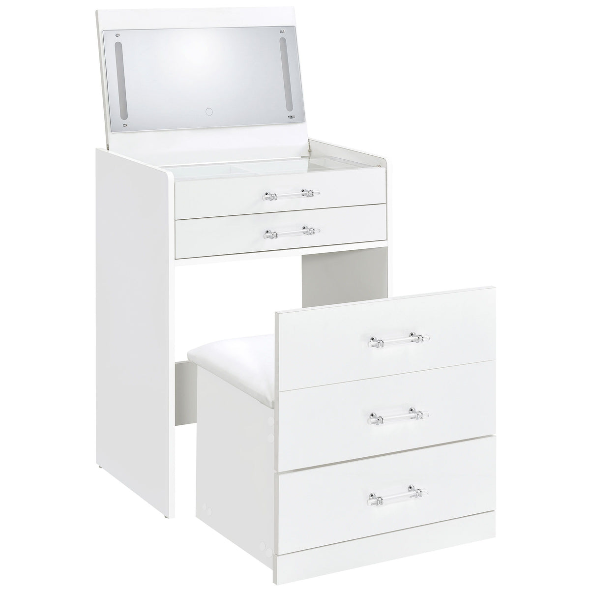 Danbury - 3-Drawer Makeup Vanity & Stool Set White by Coaster Fine Furniture | Bel Furniture
