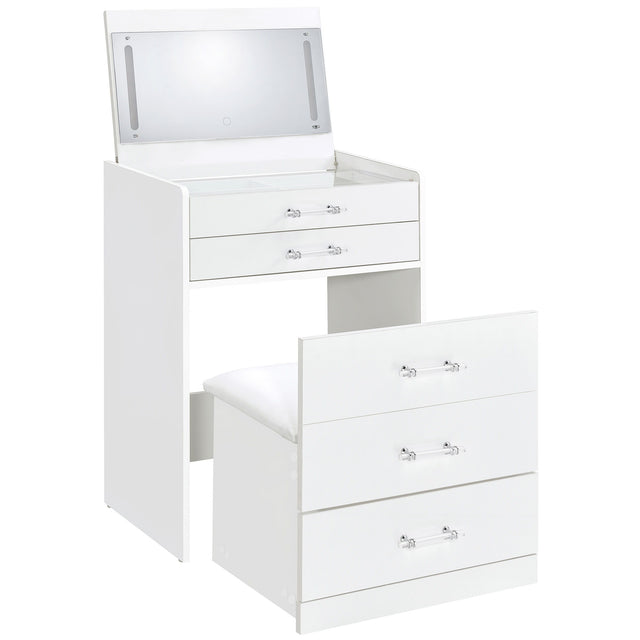 Danbury - 3-Drawer Makeup Vanity & Stool Set White by Coaster Fine Furniture | Bel Furniture