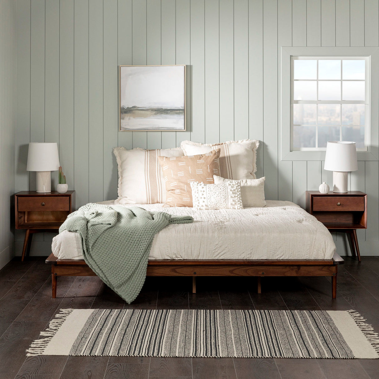 King Platform Bed Frame - Walnut