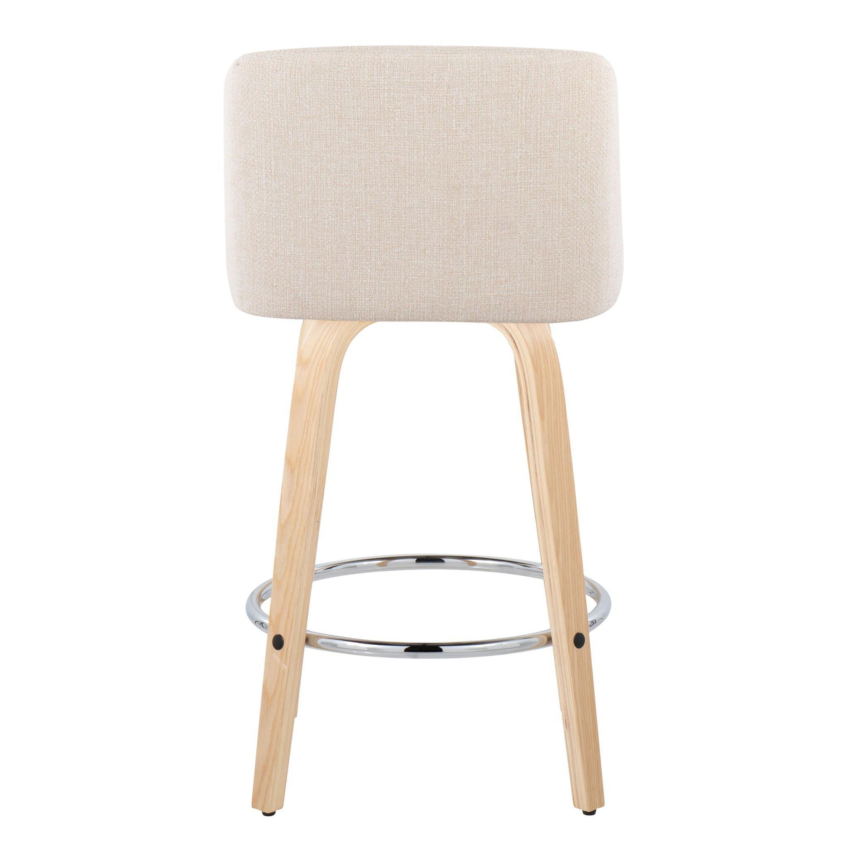 Toriano - Contemporary Fixed-Height Counter Stool With Swivel And Round Footrest (Set of 2)