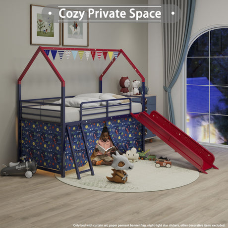Jack - House Loft Bed With Slide And Curtain Set - view 22