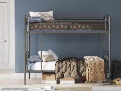 Lanceburg - Twin/Twin Bunk Bed With Ladder - Gray - view 3