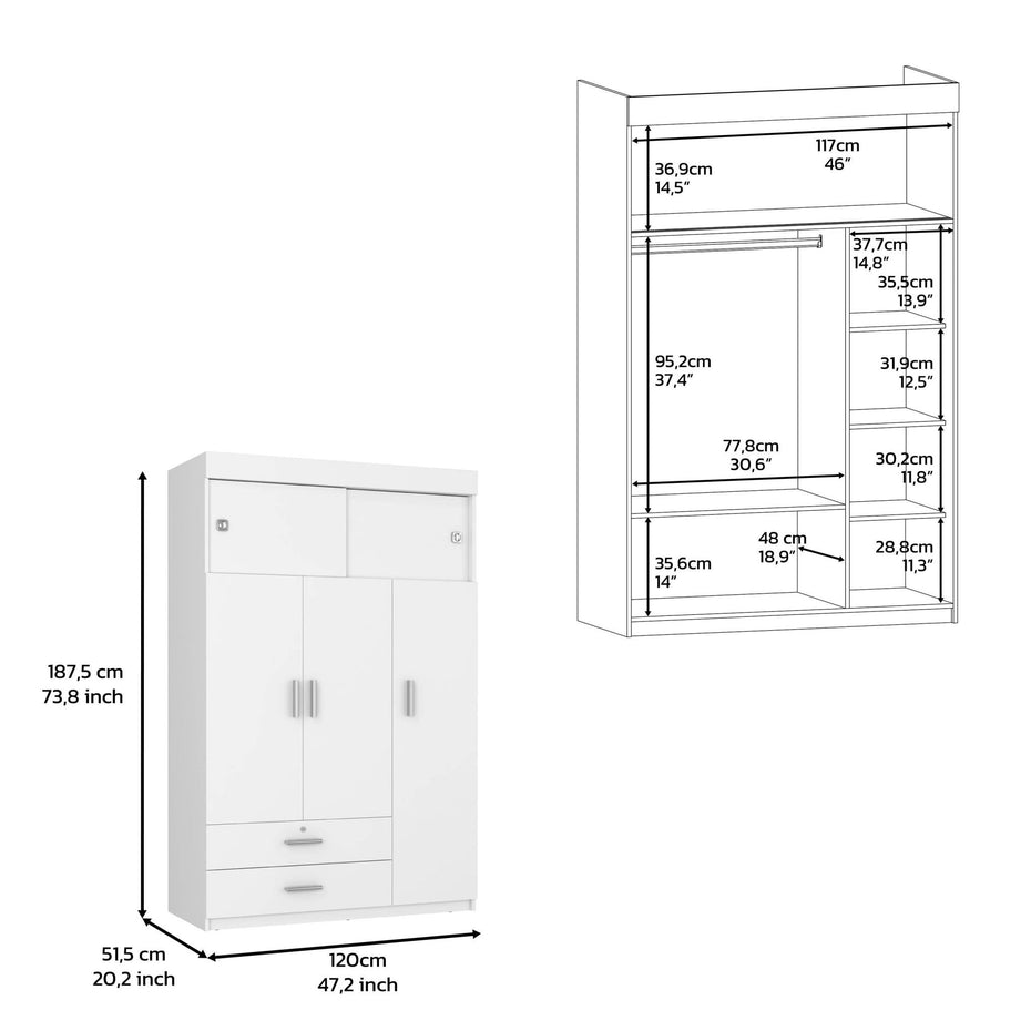 Four Drawer Dresser Wooden - White