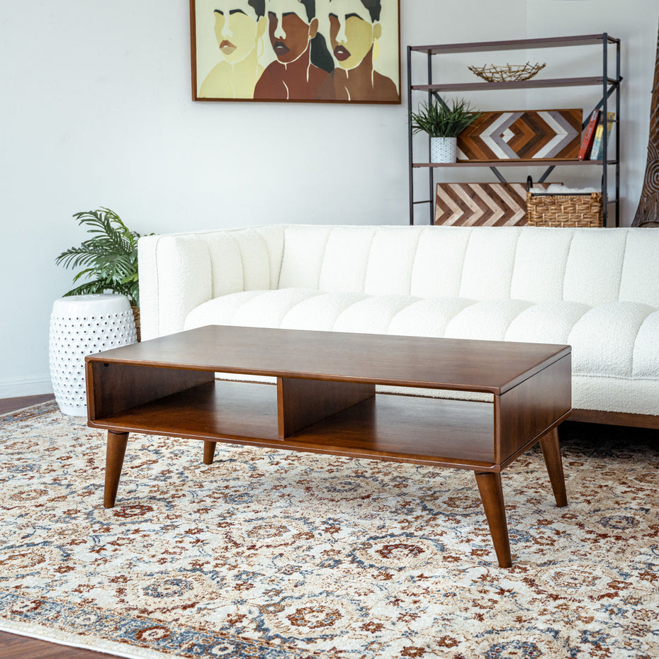 Hazel Solid Wood Coffee Table - Walnut Brown