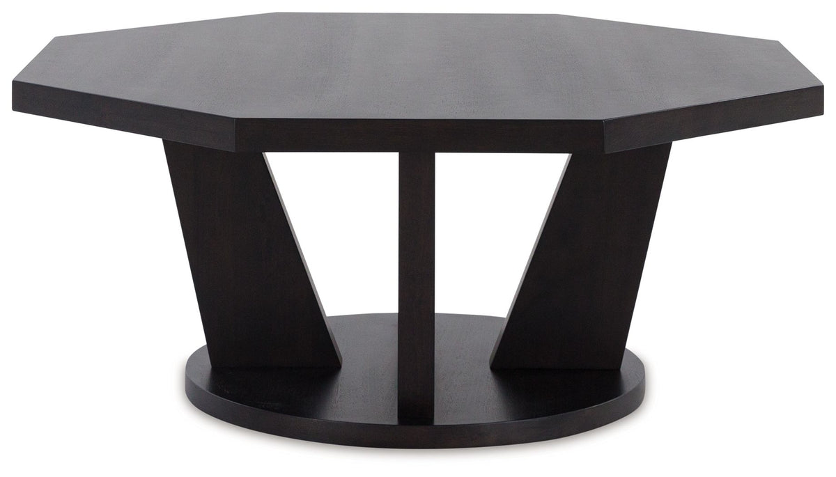 Chasinfield - Dark Brown - Octagon Coffee Table by Signature Design by Ashley® | Bel Furniture