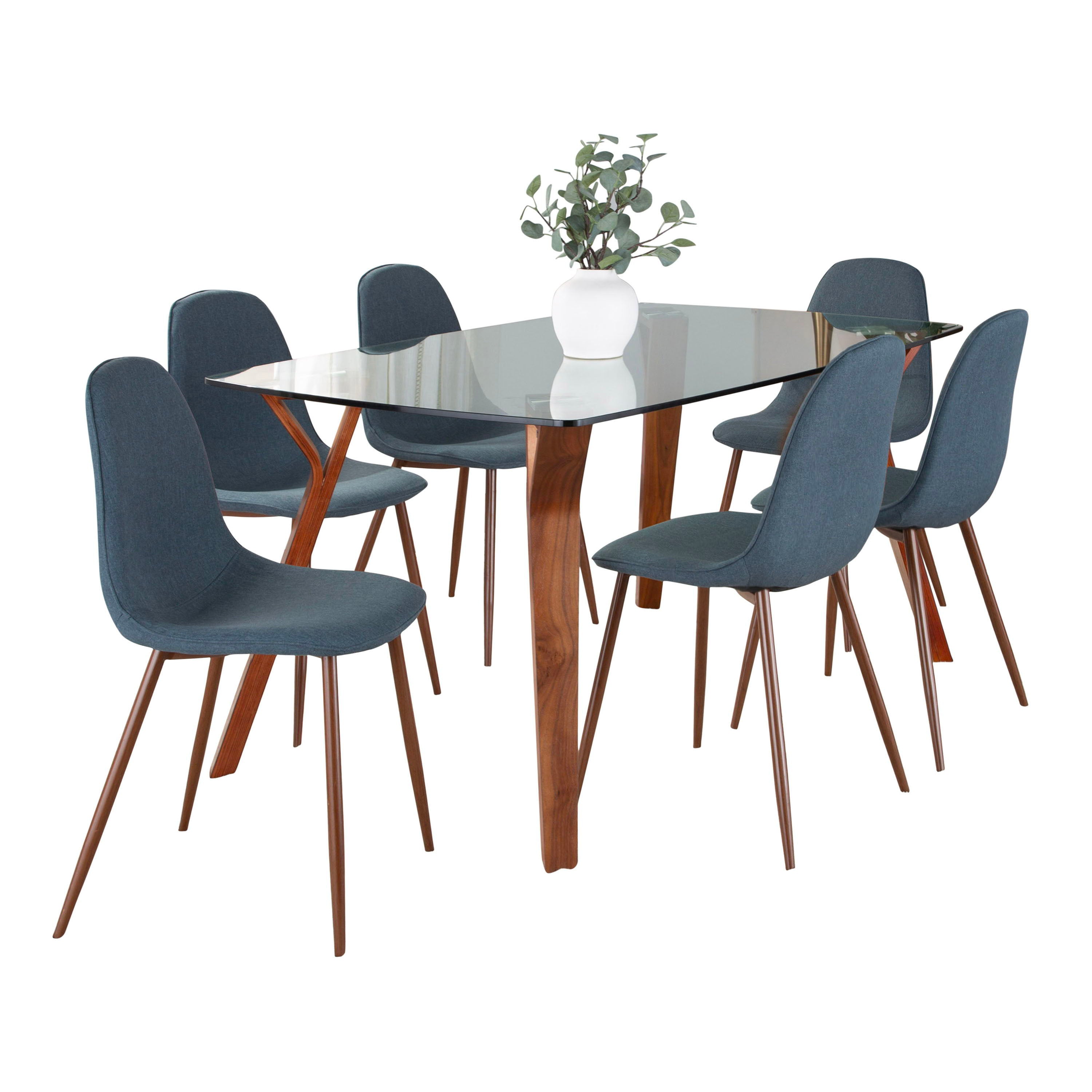 Folia Pebble - 7 Piece Mid-Century Modern Dining Set