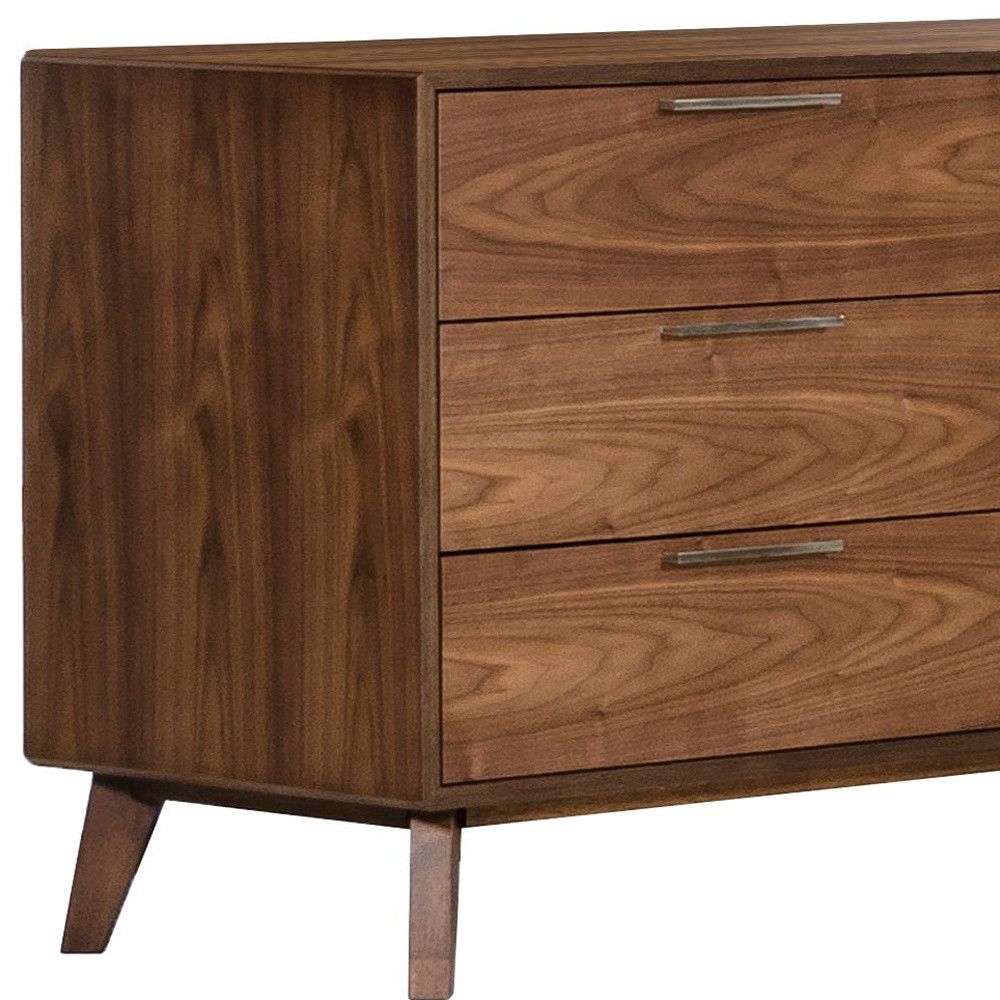 Wood Six Drawer Double Dresser - Brown