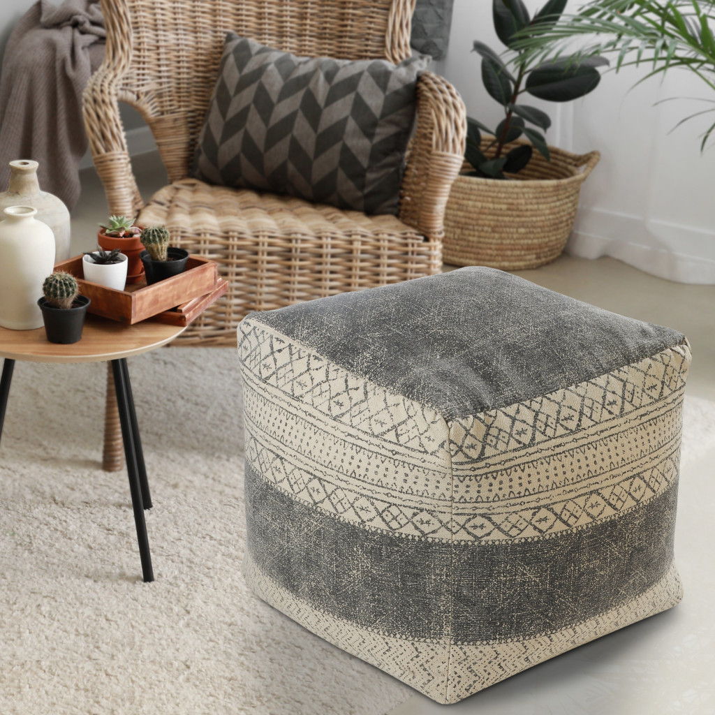 Cotton Ottoman Square - Cream