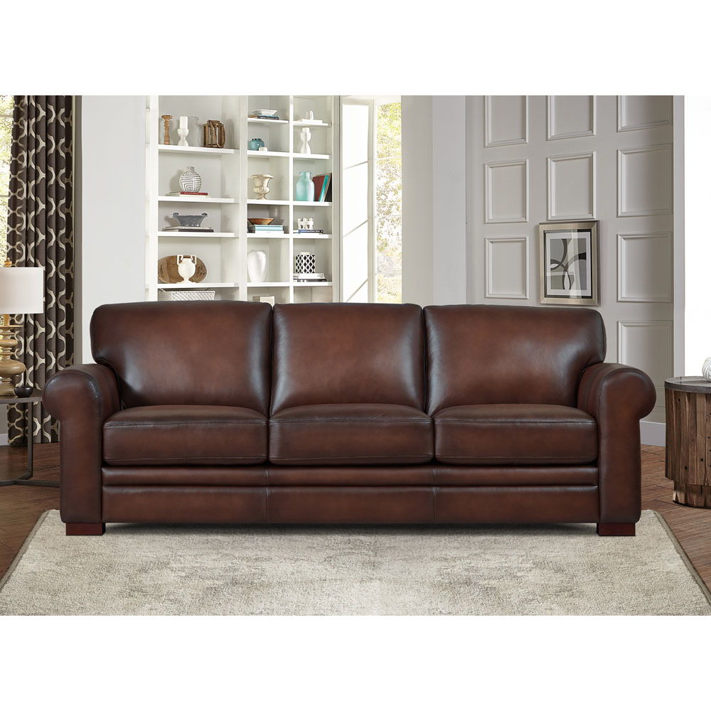 Brookfield - Leather Sofa Dark Brown by Hydeline Furniture | Bel Furniture