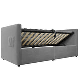 Upholstered Daybed With Hydraulic Storage And USB / Type - C Charging