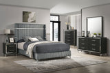 Lucia - Bedroom Set With Upholstered Wingback Panel Bed Gray 5 Pc. Bed, Dresser, Mirror, Chest, Nightstand King by Coaster Fine Furniture | Bel Furniture