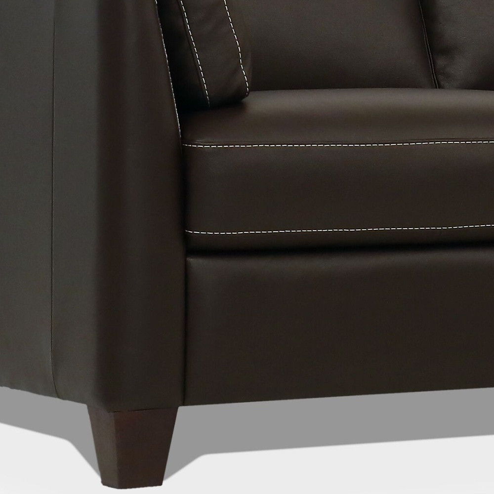 Leather Sofa With Black Legs - Chocolate