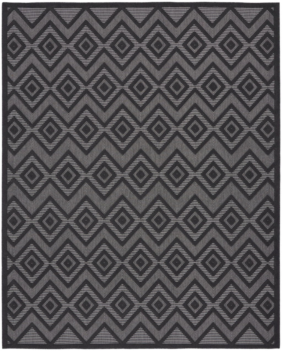 8' X 10' Geometric Flatweave Area Rug - Black