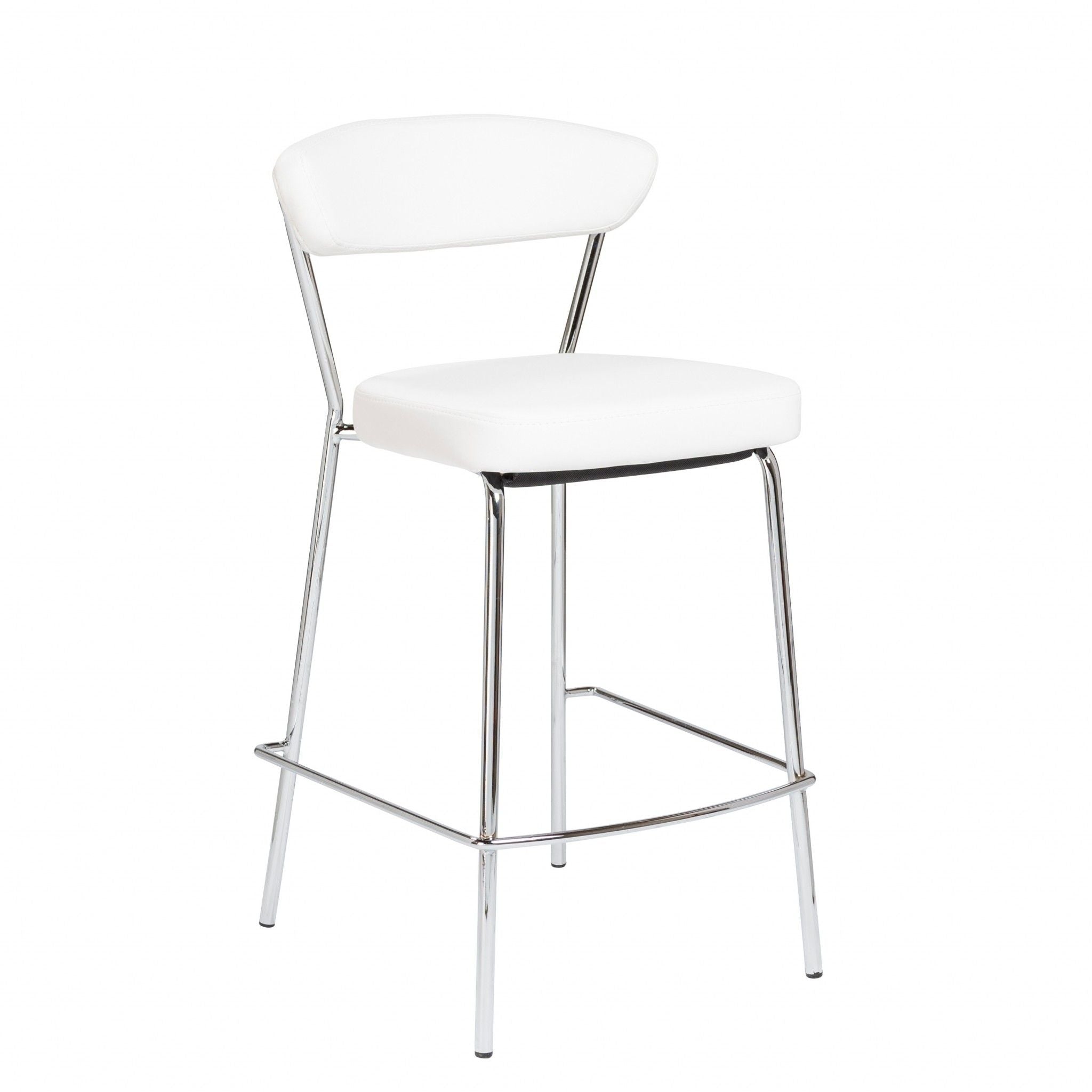 Steel Low Back Counter Height Bar Chairs (Set of 2) - White / Silver