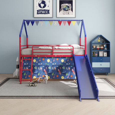 Jack - House Loft Bed With Slide And Curtain Set - view 23