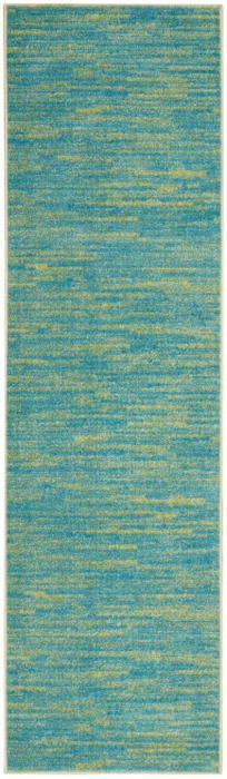 2' X 6' Abstract Non Skid Indoor / Outdoor Runner Rug - Blue / Green