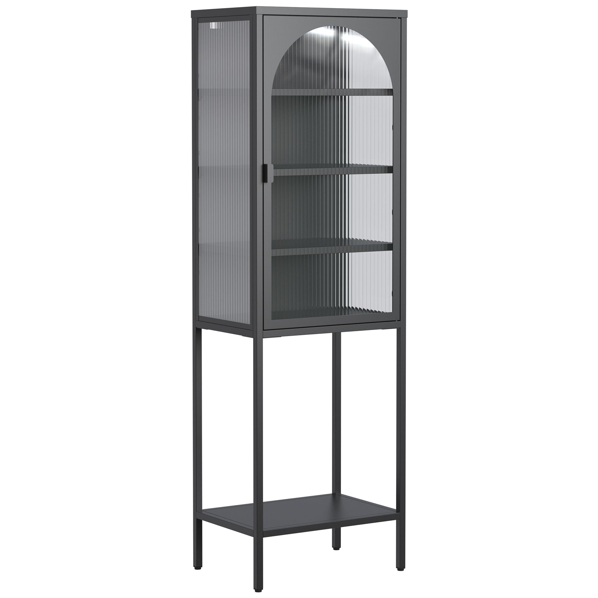 Metal Glass Door Display Storage Cabinet - 5 Tier Cube Bookshelf Storage Cabinet With 3 Adjustable Shelves For Kitchen, Dining Room, Living Room, Bathroom, Home Office