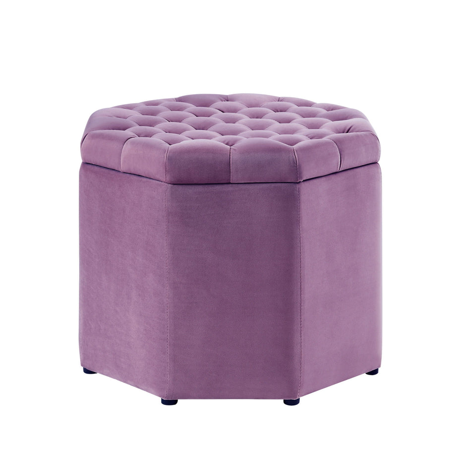 Velvet Tufted Specialty Storage - Mauve / Black