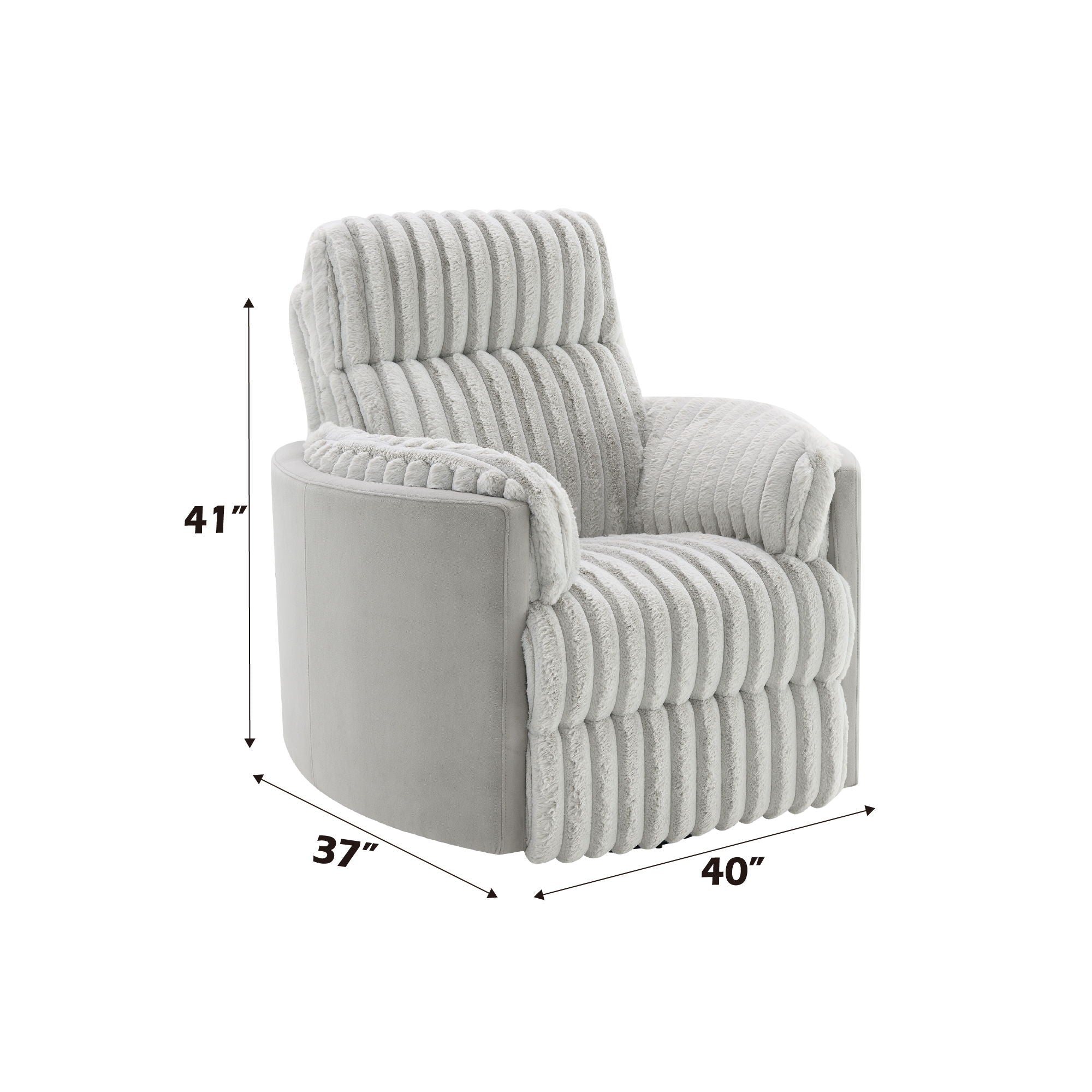 Emee - Corduroy Glider Recliner With Swivel - Gray