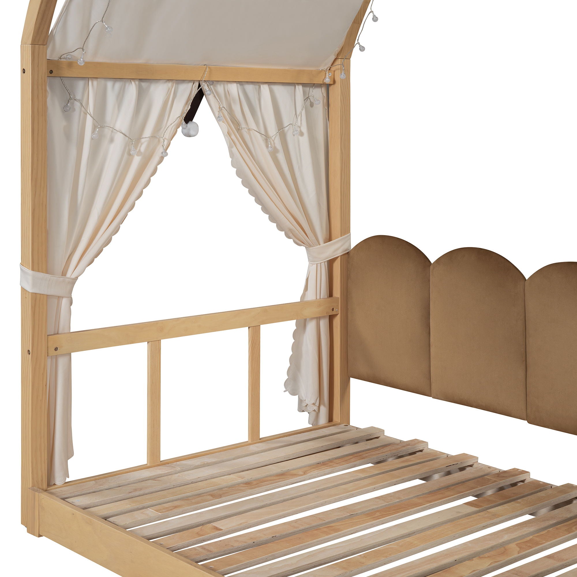 Extended Bed With Arched Roof And Trundle