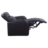 Cyrus - Upholstered Track Arm Recliner - Black by CoasterEssence | Bel Furniture