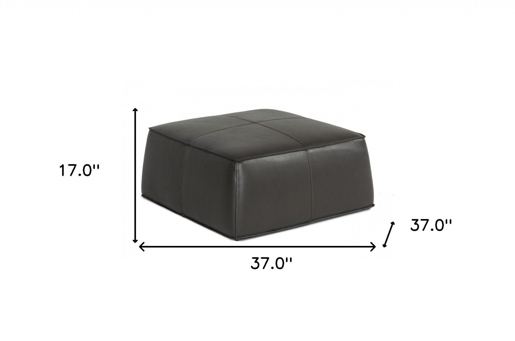 Faux Leather Cocktail Ottoman - Slate Gray