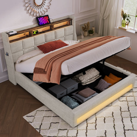 Upholstered Platform Bed With A Hydraulic Storage System, LED And USB Charging (Without Mattress) - view 10