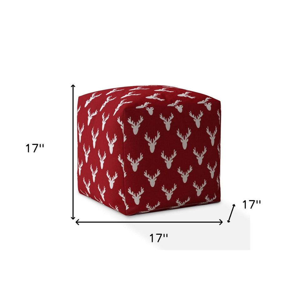 Cotton Stag, Pouf Ottoman - Red / White