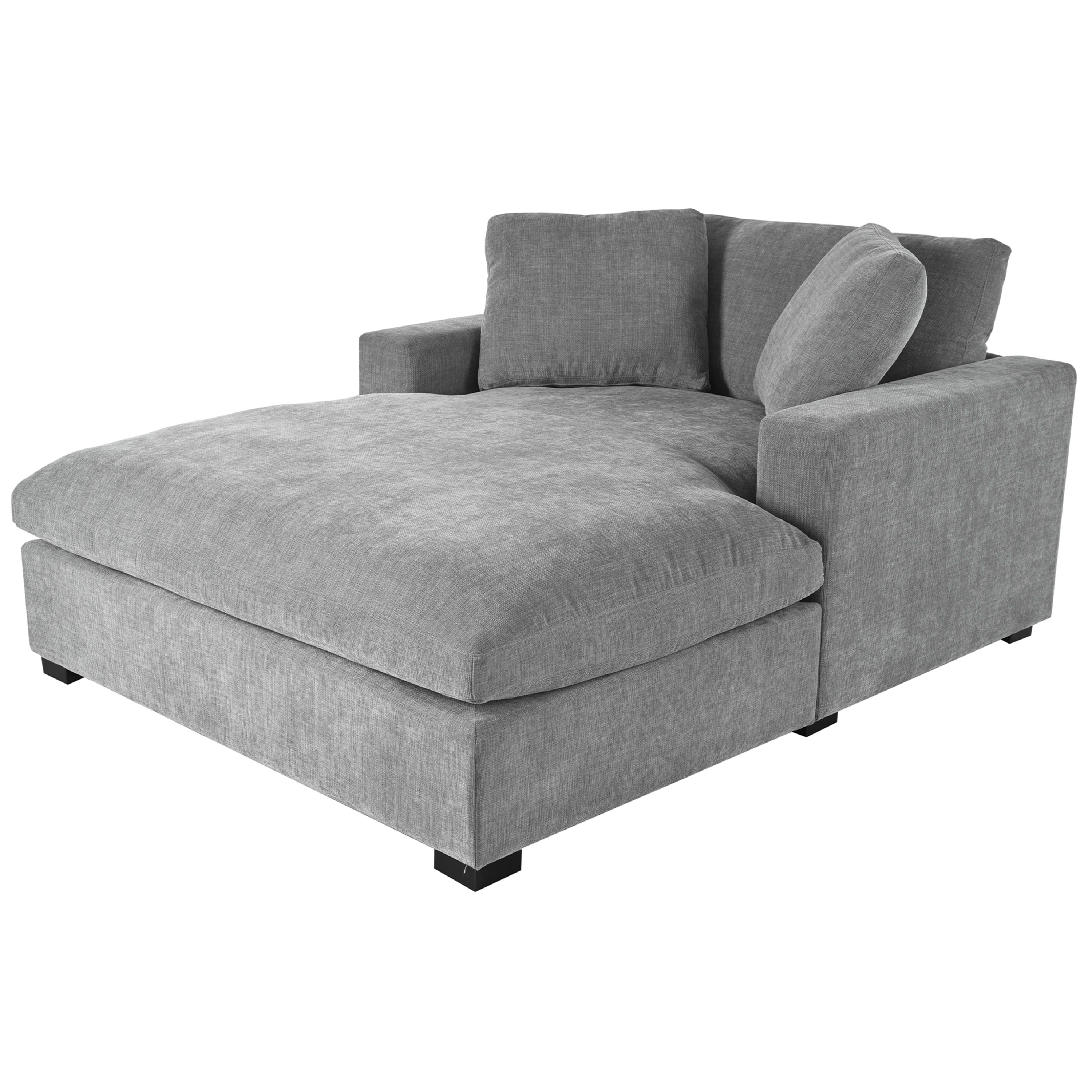 Oversized Chaise, Lounge Chair Classic Design, Soft Fabric, Durable Frame With Solid Wood Legs