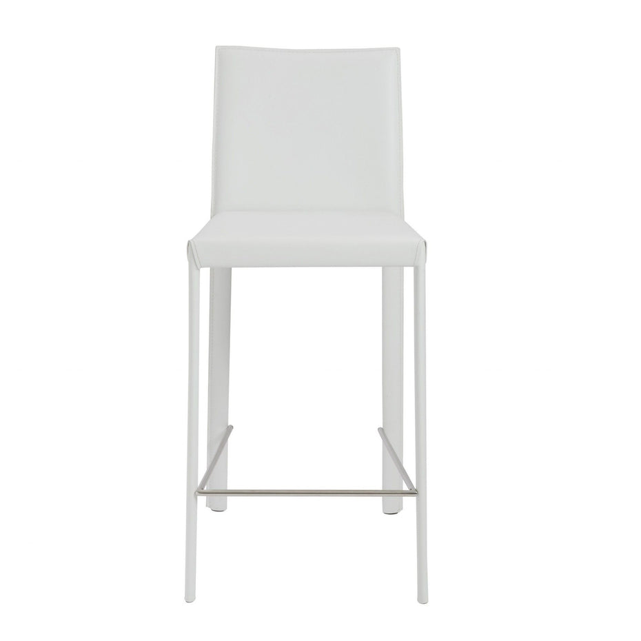 Steel Low Back Counter Height Bar Chairs (Set of 2) - White