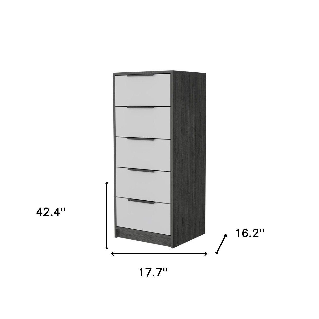 Five Drawer Standard Chest - White / Gray