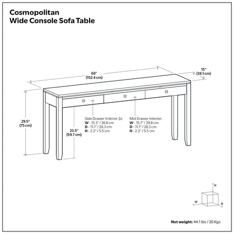 Cosmopolitan - Wide Console Sofa Table - Mahogany Brown - view 2