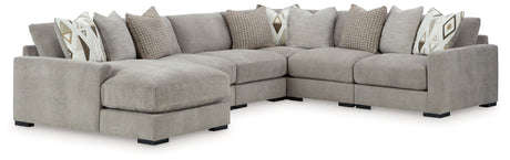 Aslan Court - Sectional Gray 6 Pc. Sectional With LAF Corner Chaise by Benchcraft® | Bel Furniture