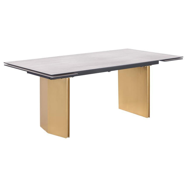 Vesa - Glass Top Extension Dining Table - Beige by Coaster Fine Furniture | Bel Furniture