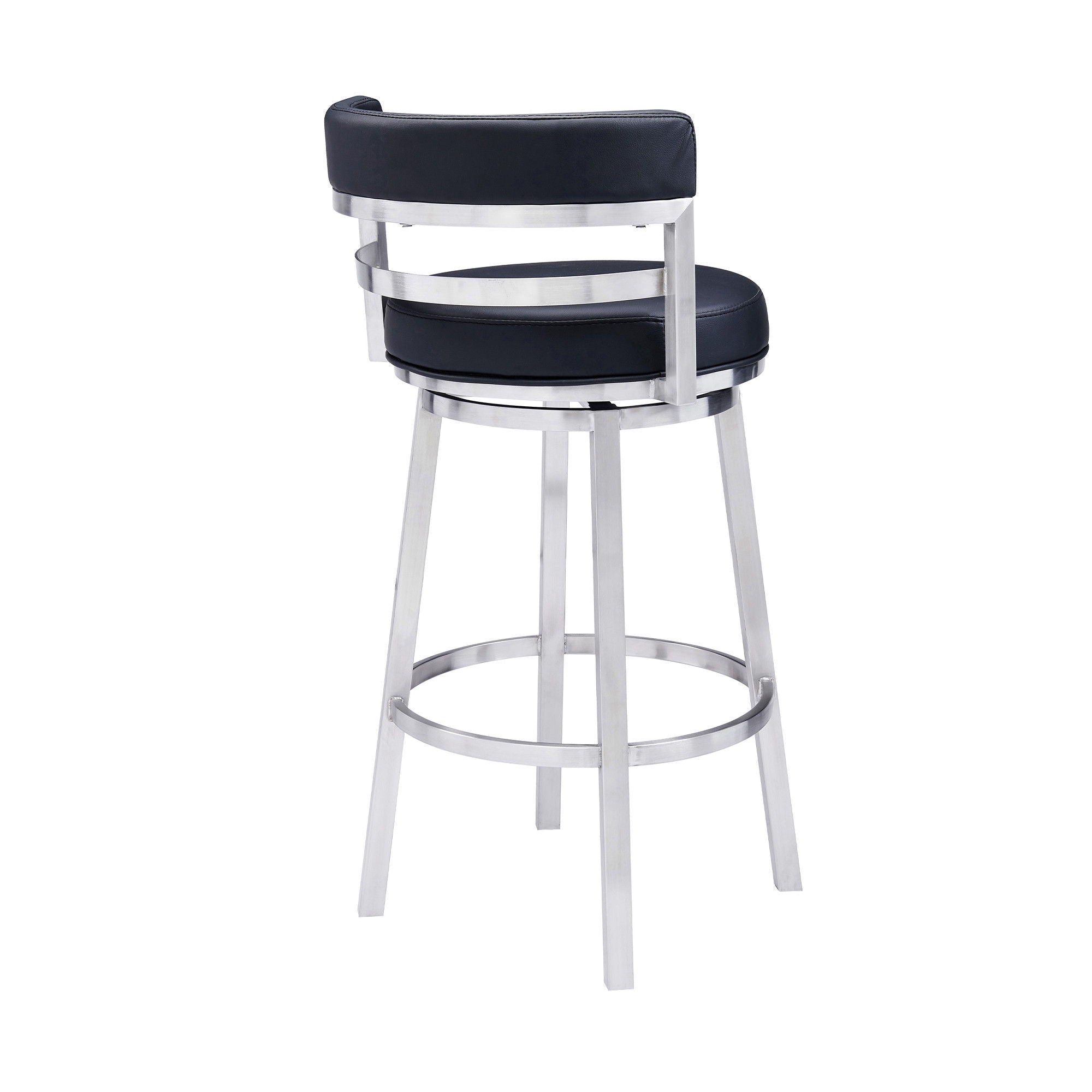 35" Swivel Low Back Counter Height Bar Chair - Black / Silver